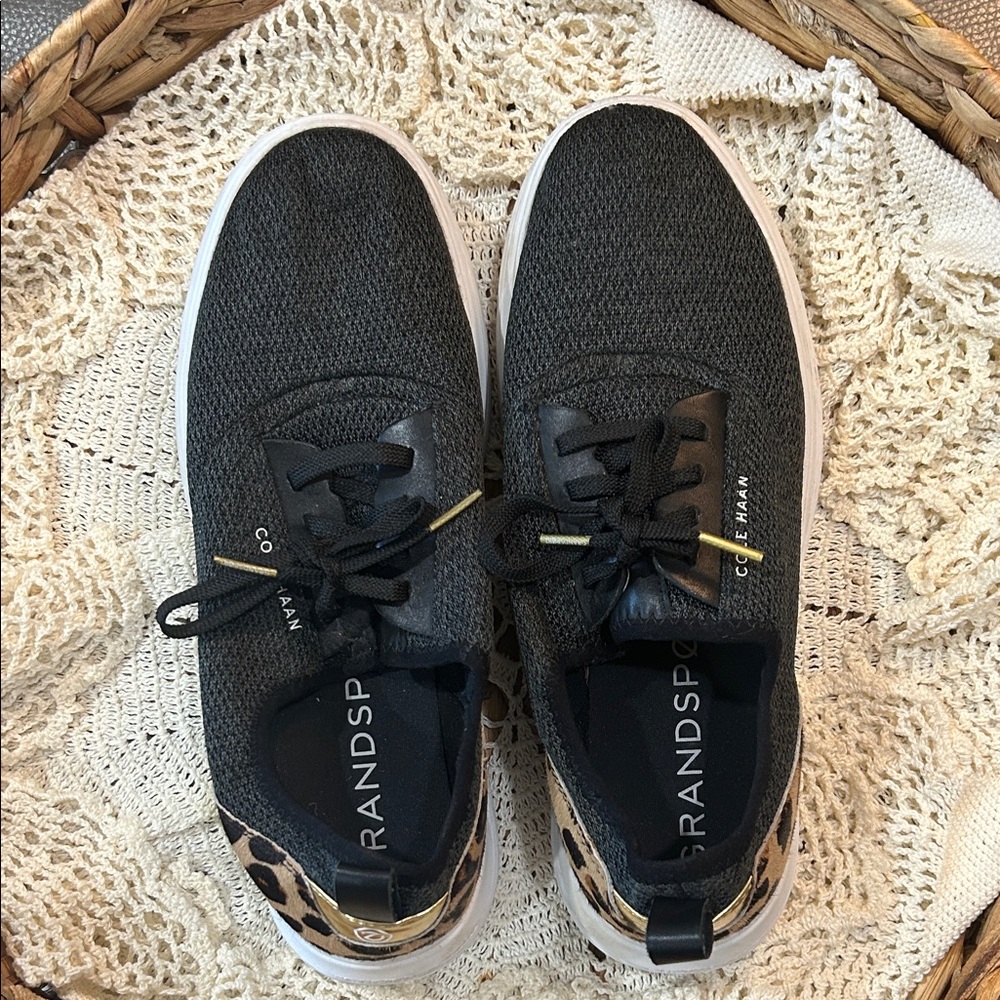 Cole Haan Black and Leopard Print Sneakers. Size 11